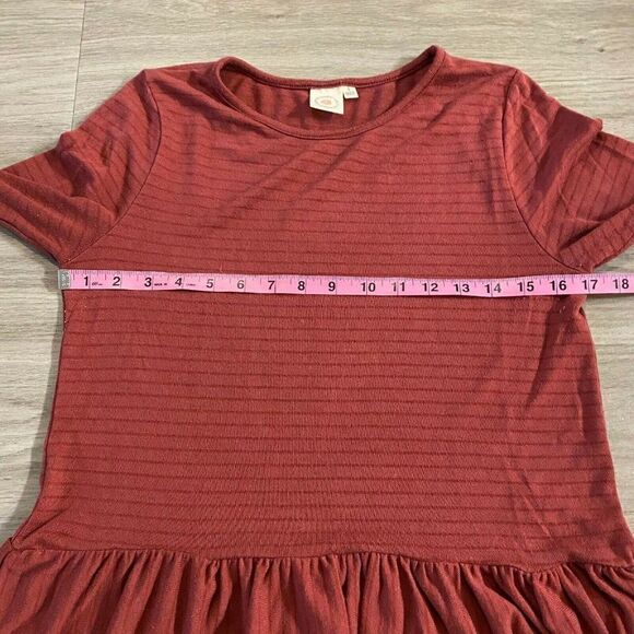 Live In The Moment Womens Burgundy Striped Ruffle Long Sleeve Blouse Top Small - Picture 5 of 8